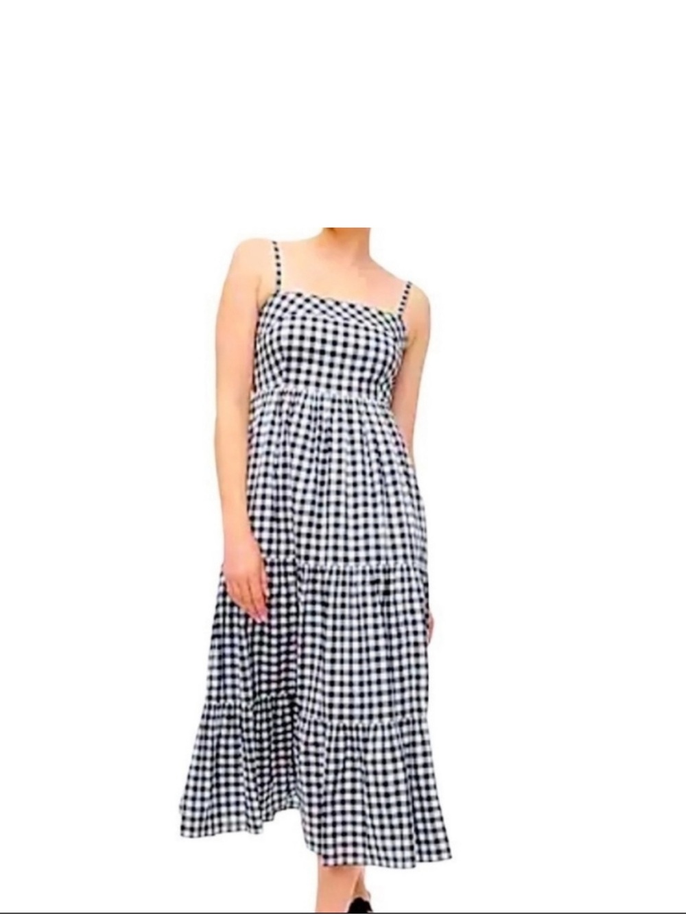 J. Crew Factory square-neck tiered dress gingham NWT sz 14